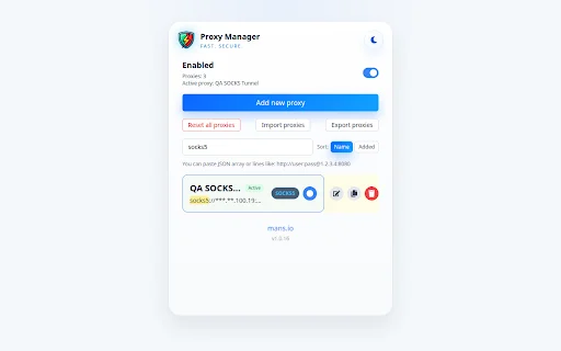 Proxy Manager ডাউনলোড করুন – ব্রাউজার প্রক্সি ম্যানেজমেন্ট টুল - Screenshot 4